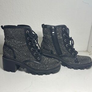 Madden Girl Black Studded Combat Boots